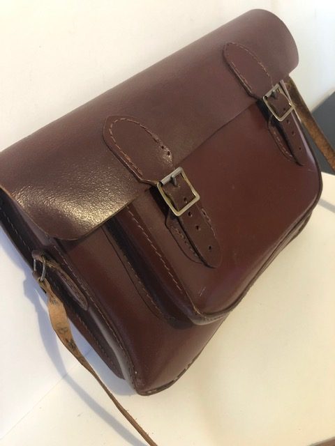 Vintage leather sale school satchel